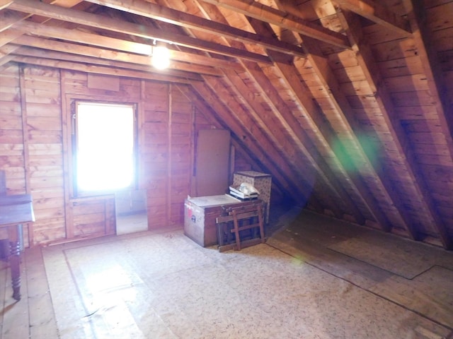 view of unfinished attic