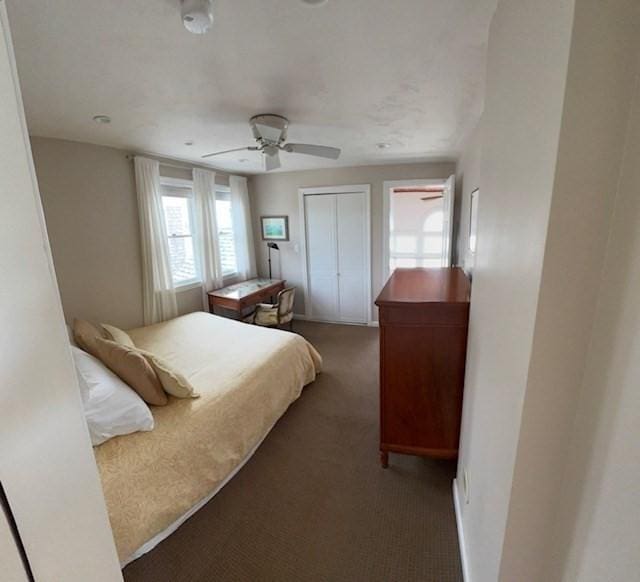 7 Cove St, Mattapoisett, MA 02739 - carpeted bedroom featuring ceiling fan and baseboards