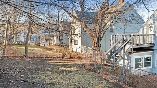 view of yard featuring a deck