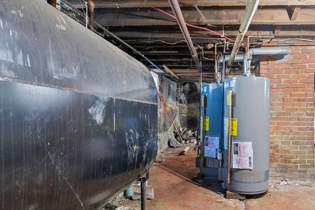 basement with water heater