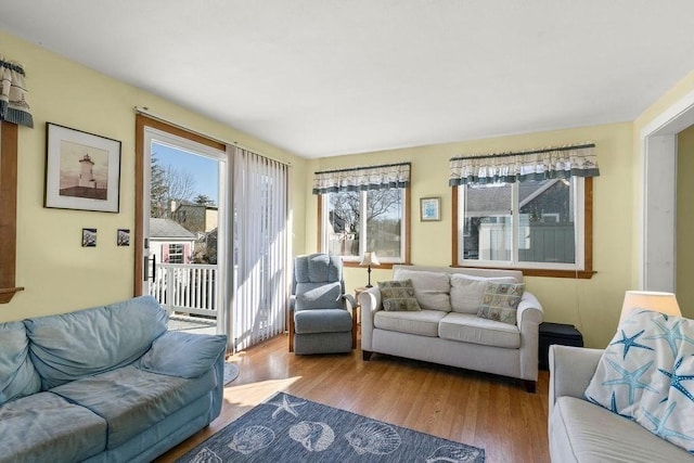 living room with wood finished floors