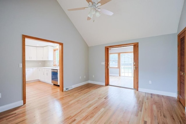47 Forest St, Franklin, MA 02038 - spare room with ceiling fan, lofted ceiling, light wood finished floors, and baseboards