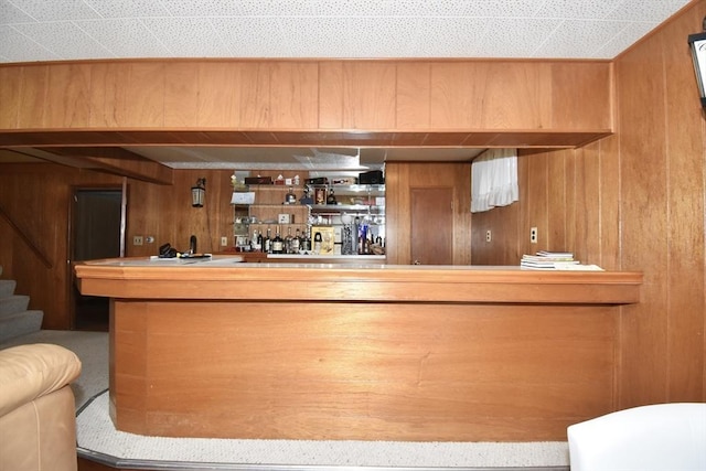 166 Primrose Dr, Longmeadow, MA 01106 - indoor dry bar with wooden walls and stairway