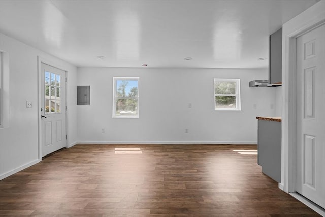 14 2nd, Lakeville, MA 02347 - unfurnished room with plenty of natural light, electric panel, dark wood-type flooring, and baseboards