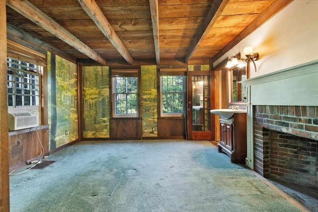 100 Center St, Dennis, MA 02660 - unfurnished sunroom featuring cooling unit and beam ceiling