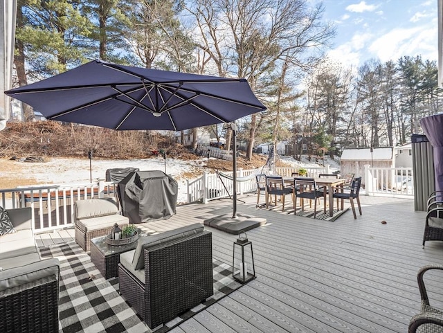 deck with outdoor lounge area