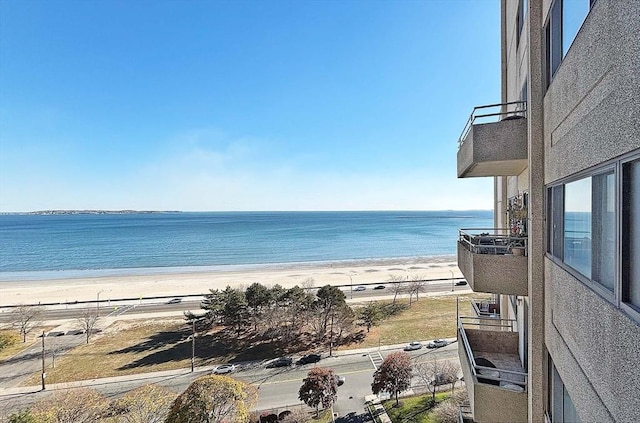 view of water feature featuring a beach view