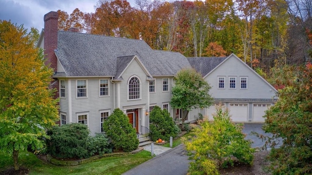 colonial house with a garage