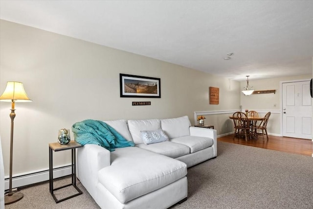 103 Grove St Unit 341, Rockland, MA 02370 - carpeted living area with baseboard heating and baseboards