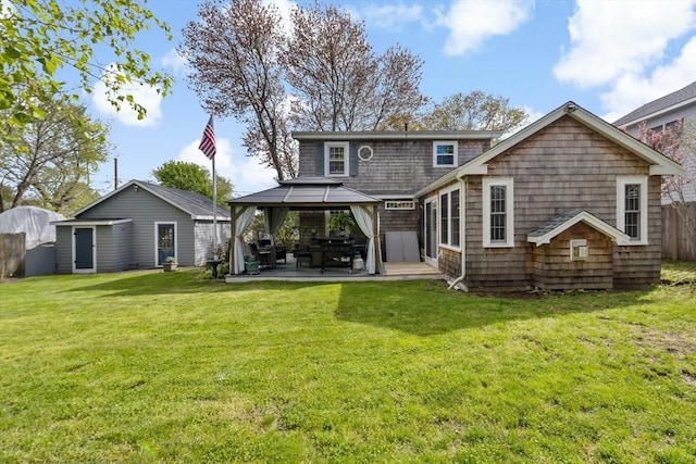 21 Grove St, Fairhaven, MA 02719 - back of house with a gazebo and a patio