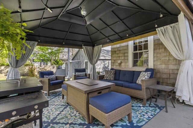 21 Grove St, Fairhaven, MA 02719 - view of patio / terrace featuring an outdoor living space and a gazebo