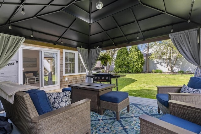 21 Grove St, Fairhaven, MA 02719 - view of patio with an outdoor hangout area and a gazebo