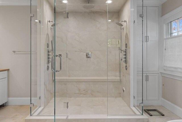 37 Radcliffe Rd, Newton, MA 02468 - full bath with baseboards and a stall shower