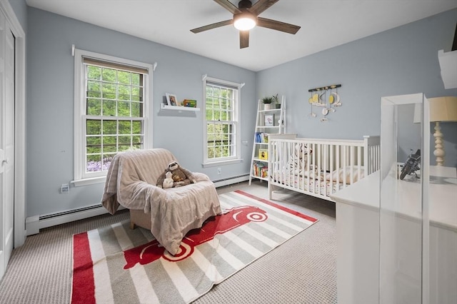 126 Arrow Head Rd, Marshfield, MA 02050 - bedroom featuring a baseboard heating unit, multiple windows, and carpet floors
