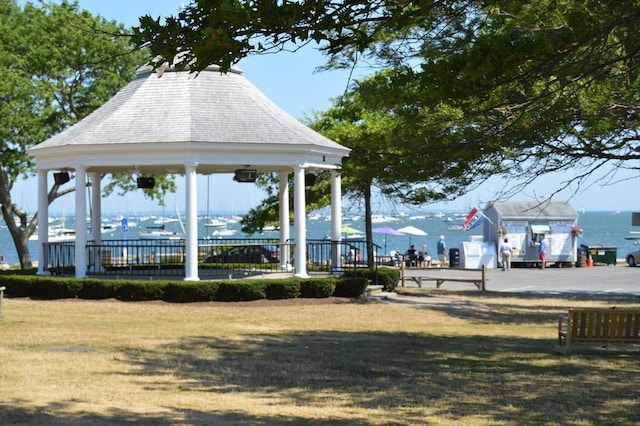 surrounding community featuring a gazebo and a yard