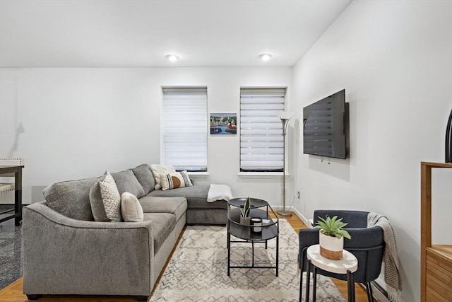 living room with light wood-type flooring