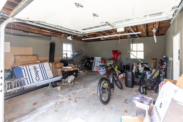 garage with a garage door opener