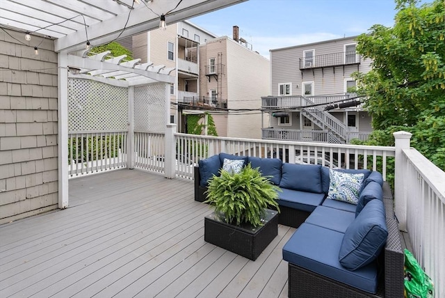 9-11 Linley Ter Unit 2, Boston, MA 02127 - wooden terrace with outdoor lounge area and a pergola