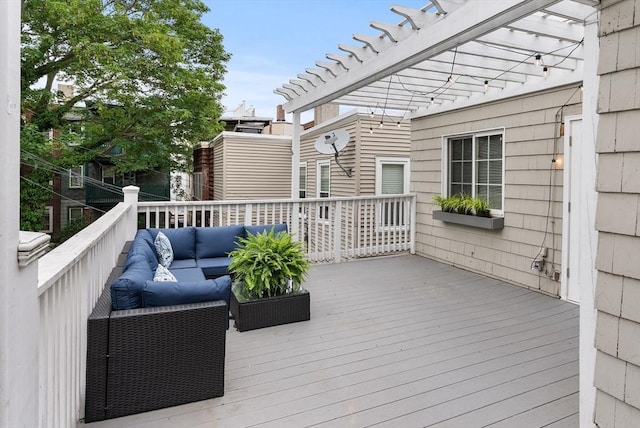 9-11 Linley Ter Unit 2, Boston, MA 02127 - wooden deck with an outdoor hangout area and a pergola
