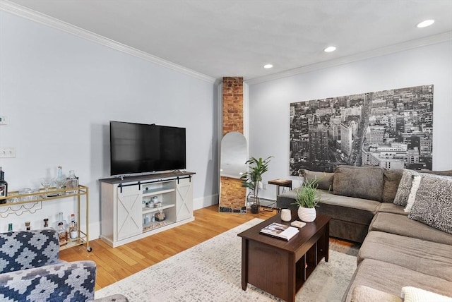 9-11 Linley Ter Unit 2, Boston, MA 02127 - living room featuring crown molding, wood finished floors, baseboards, recessed lighting, and a baseboard heating unit