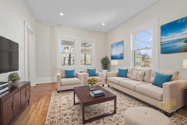 living room featuring light hardwood / wood-style flooring