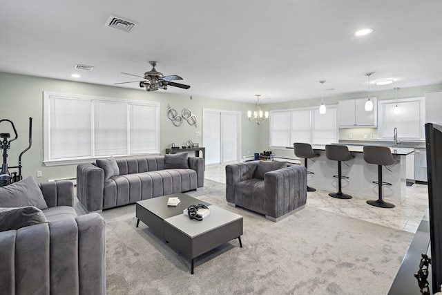 15 Bunker St Unit 2, Boston, MA 02136 - living room with a chandelier, ceiling fan, and recessed lighting