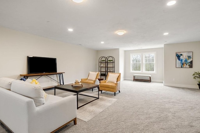 53 Driftwood Cir Unit 20, Sandown, NH 03873 - living area with baseboards, recessed lighting, and light colored carpet