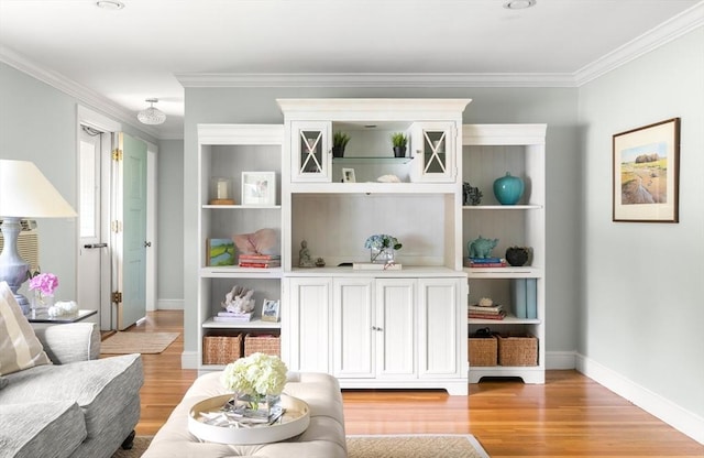 56 Postgate Rd, Hamilton, MA 01982 - living room featuring light wood-style floors, ornamental molding, and baseboards