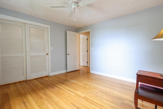 10 Emile Cir, Malden, MA 02148 - unfurnished bedroom featuring light wood-type flooring, baseboards, a closet, and ceiling fan