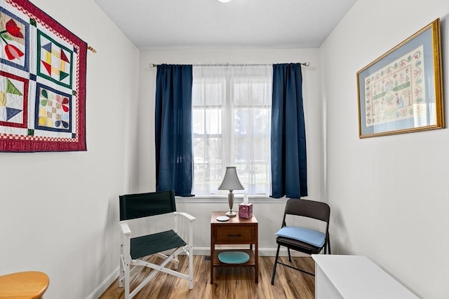 sitting room featuring hardwood / wood-style flooring