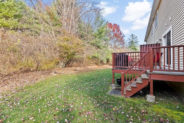 view of yard with a deck