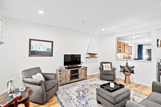 living room with light wood-type flooring