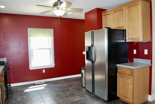 5 Leedburg St, Chelmsford, MA 01863 - kitchen with stainless steel appliances, a ceiling fan, light countertops, and recessed lighting