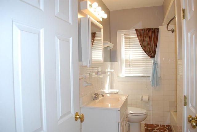 5 Leedburg St, Chelmsford, MA 01863 - bathroom with tile walls, vanity, shower / bath combination, and wainscoting