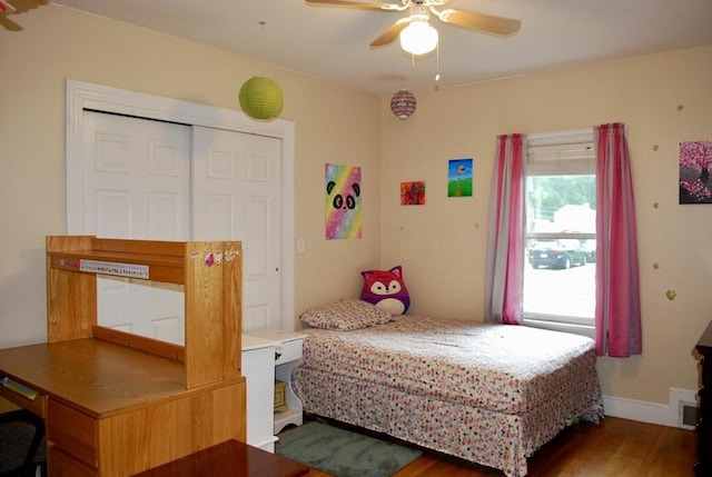 5 Leedburg St, Chelmsford, MA 01863 - bedroom featuring wood finished floors, an office area, a ceiling fan, and a closet