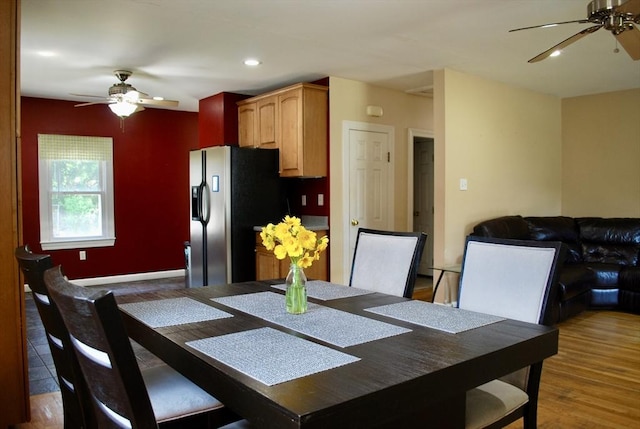 5 Leedburg St, Chelmsford, MA 01863 - dining room with a ceiling fan, wood finished floors, and recessed lighting