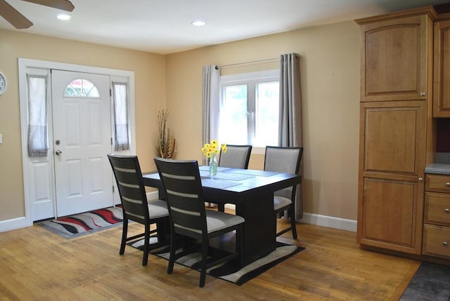 5 Leedburg St, Chelmsford, MA 01863 - dining room with light wood-type flooring, a ceiling fan, and recessed lighting