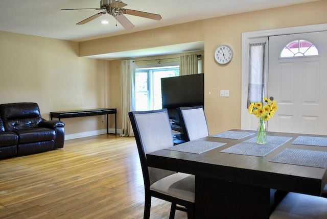 5 Leedburg St, Chelmsford, MA 01863 - dining area featuring wood finished floors, a ceiling fan, and recessed lighting