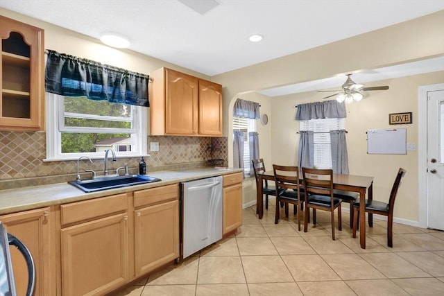 122 Brookside Cir, Springfield, MA 01129 - kitchen featuring dishwasher, tasteful backsplash, range, light tile patterned floors, and light countertops