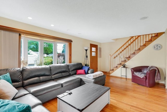 122 Brookside Cir, Springfield, MA 01129 - living room with stairs, light wood-type flooring, and recessed lighting