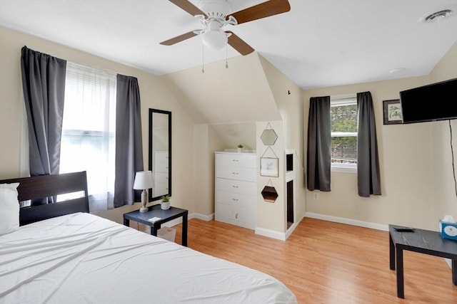 122 Brookside Cir, Springfield, MA 01129 - bedroom featuring vaulted ceiling, wood finished floors, and a ceiling fan
