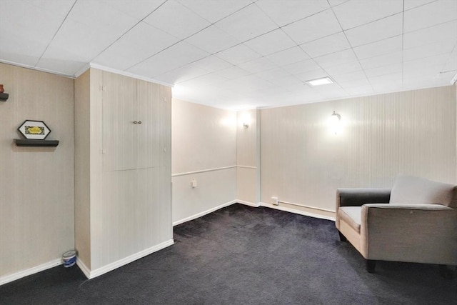 122 Brookside Cir, Springfield, MA 01129 - unfurnished room with carpet floors, wooden walls, and a baseboard heating unit
