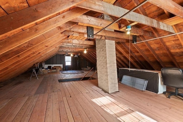 view of unfinished attic