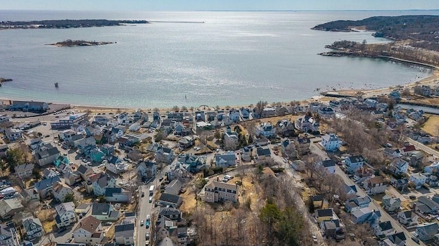 aerial view with a residential view and a water view