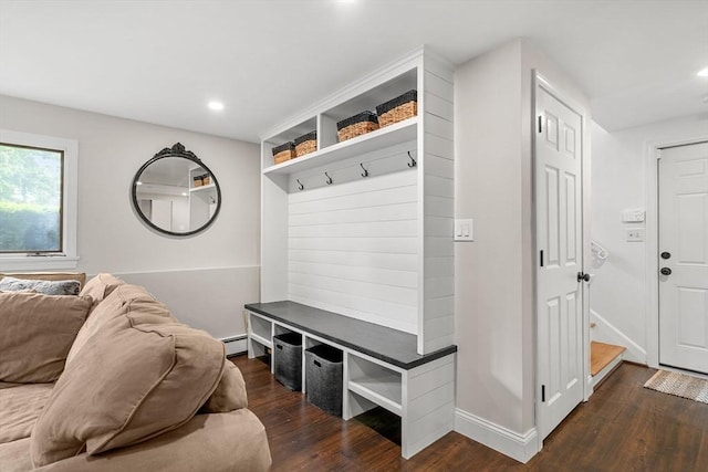 9 Indian Rock Dr, Saugus, MA 01906 - mudroom with wood finished floors, baseboard heating, recessed lighting, and baseboards