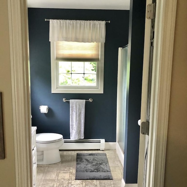 216 Fairbanks St, West Boylston, MA 01583 - bathroom featuring a baseboard heating unit and a walk in shower