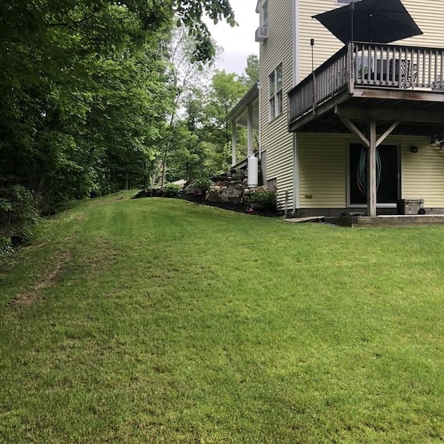 216 Fairbanks St, West Boylston, MA 01583 - view of green lawn with a wooden deck