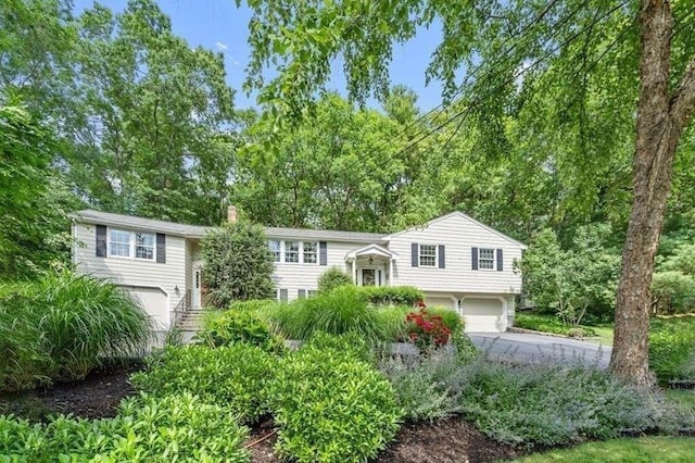 raised ranch with a garage