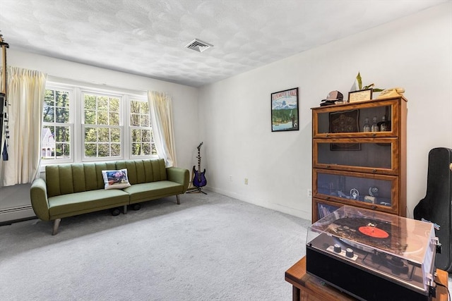 160 Woodland Mead, Hamilton, MA 01982 - living area with carpet flooring, a textured ceiling, and baseboards