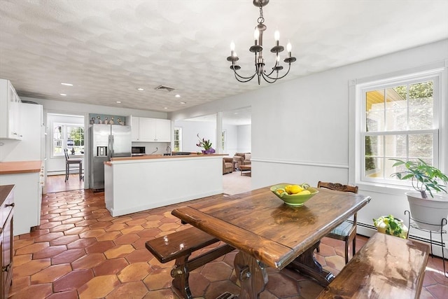 160 Woodland Mead, Hamilton, MA 01982 - dining room with a chandelier, recessed lighting, and baseboard heating